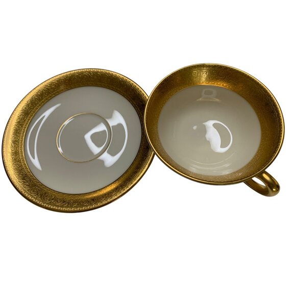 2 pc Gold Footed Tea Cup & Saucer Set 8677 Westchester Lenox M-139 MULTIPLE - Picture 3 of 14